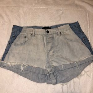 Mustard seed two toned denim shorts